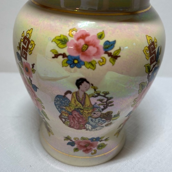 Sadler Vintage Ginger Jar England Luster Glaze Roses Flowers Console Jar 6.8" - Picture 3 of 7